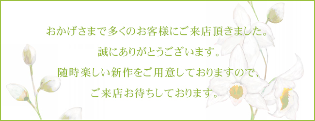 ハナジマ春夏新作コレクション2015　ご来店ありがとうございます。