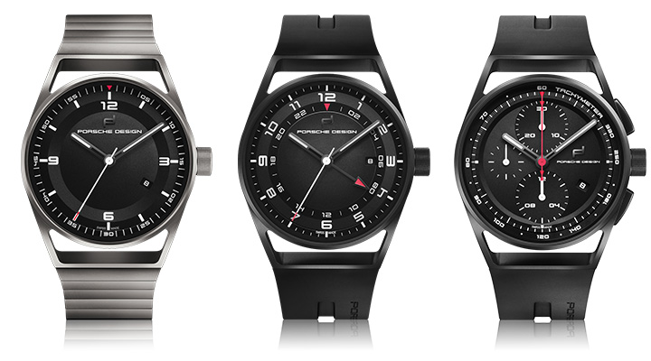 ポルシェデザインの1919シリーズ　datetimer all titanium　と　globetimer allblack　と　chronotimer　black&rubber