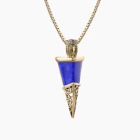「夜空の宝石」ラピスラズリ(lapis lazuli)のペンデュラムモチーフのペンダントトップネックレス 01