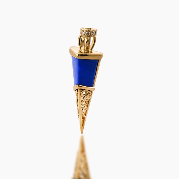 「夜空の宝石」ラピスラズリ(lapis lazuli)のペンデュラムモチーフのペンダントトップネックレス 04