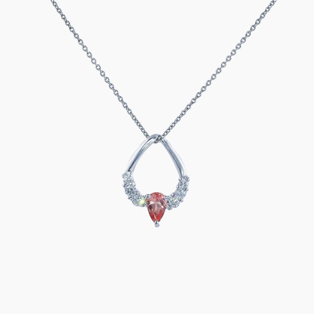 ピンクとオレンジが溶け合った、ごくわずかな色調のものだけ「パパラチア」サファイアと称される希少性の高いペンダントネックレス 04